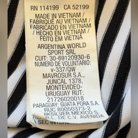 Roxy Black and White Striped Zip Long Sleeve Full Zip Swim Sun Shirt, Large - Picture 10 of 13